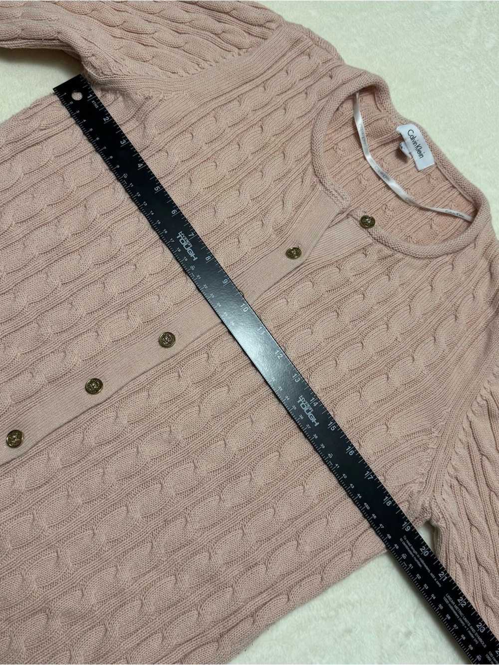 Calvin Klein - Cable Knit Sweater Button Up Light Pink - Women’s Size Large - Picture 8 of 8